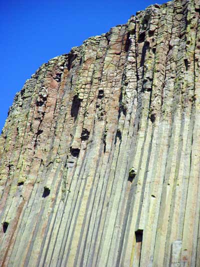 Close-up of sides of Devils Tower