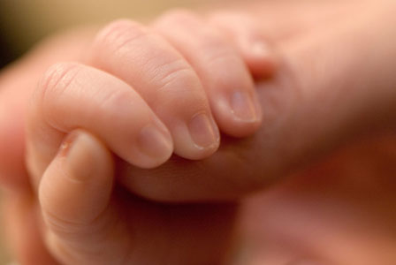 baby fingers curling around adult finger