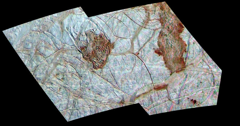 Close-up of Europa's cracked ice surface