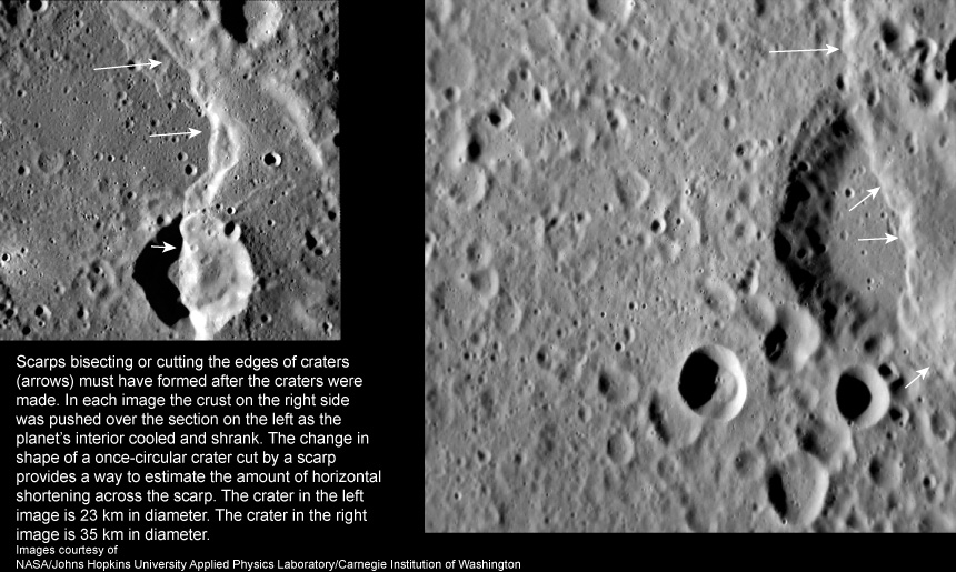 Superposition of scarp on top of craters