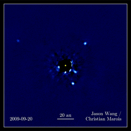 7-yr movie of HR 8799 from Keck