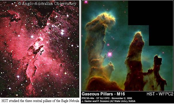 Eagle Nebula from ground and space