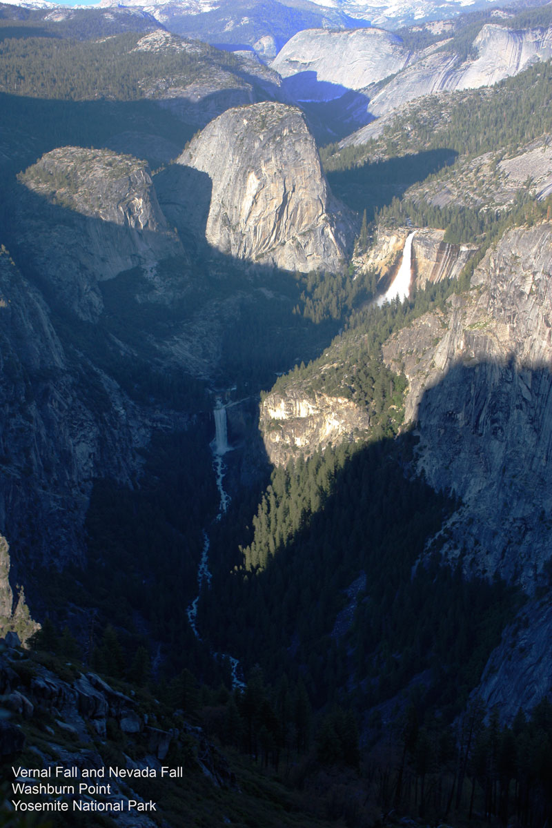 Vernal Fall and Nevada Fall seen from Washburn Point, Yosemite