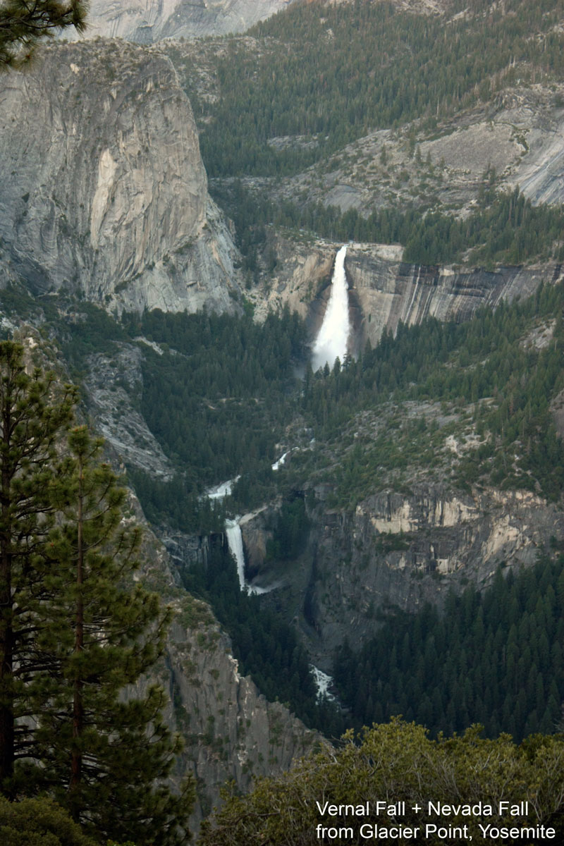 Vernal Fall + Nevada Fall from Glacier Point, Yosemite