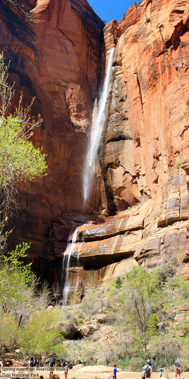 Spring runoff waterfall on Riverside Walk