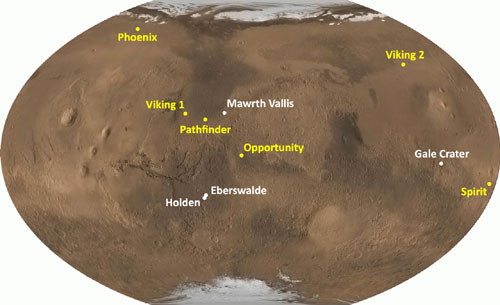 MSL landing site candidates