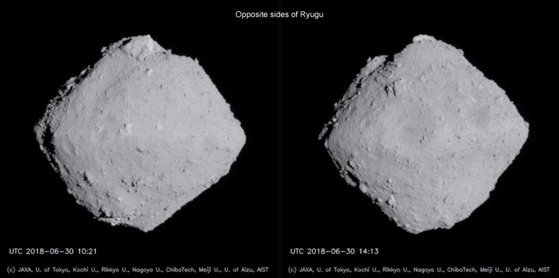 Two sides of Ryugu taken on June 30, 2018 by Hayabusa2